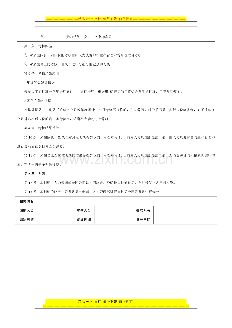 煤炭企业采掘队绩效考核制度-范本..doc_第3页