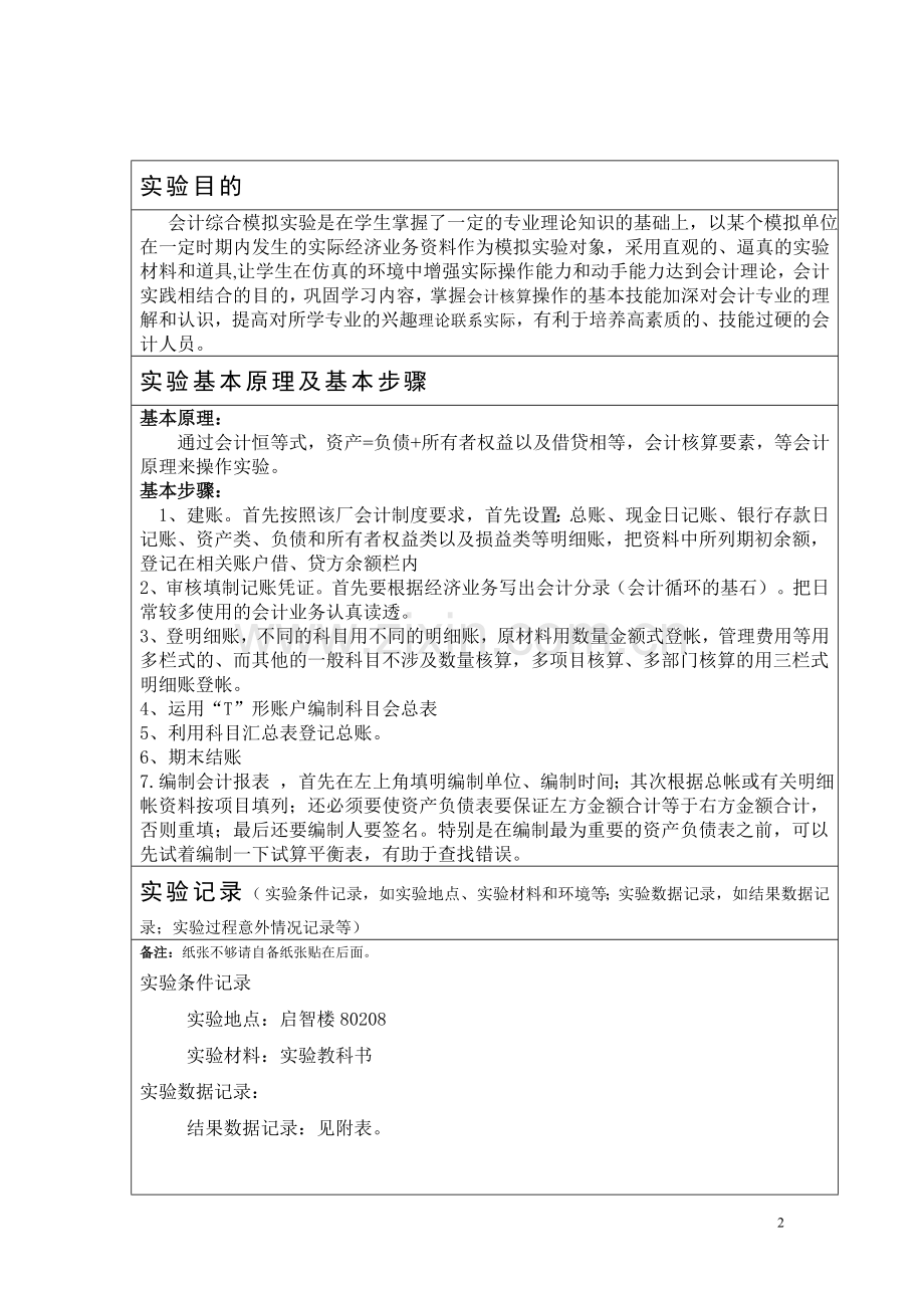 会计学实验报告2010.doc_第2页