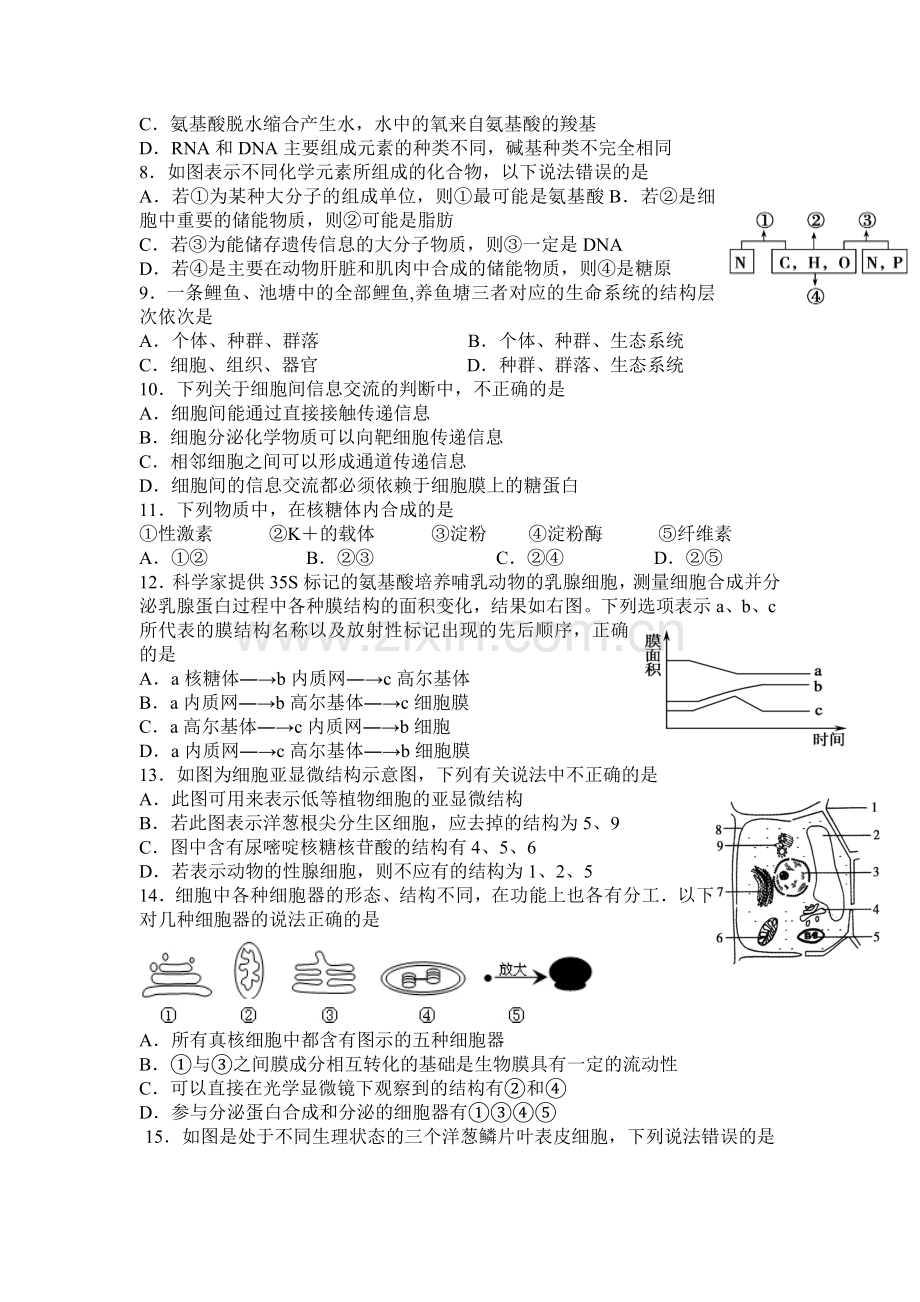 江西省南昌市2015-2016学年高一生物上册期末检测试题.doc_第2页