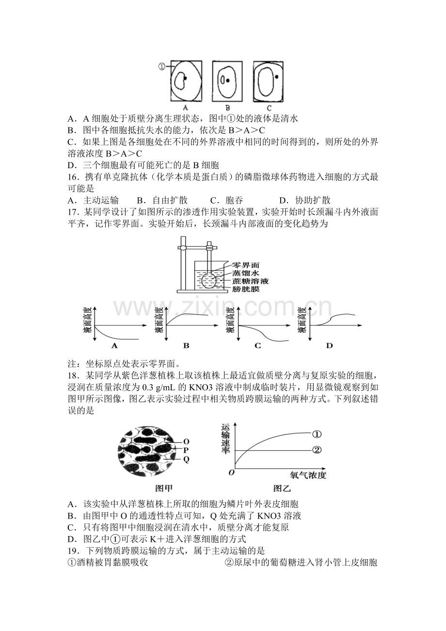 江西省南昌市2015-2016学年高一生物上册期末检测试题.doc_第3页