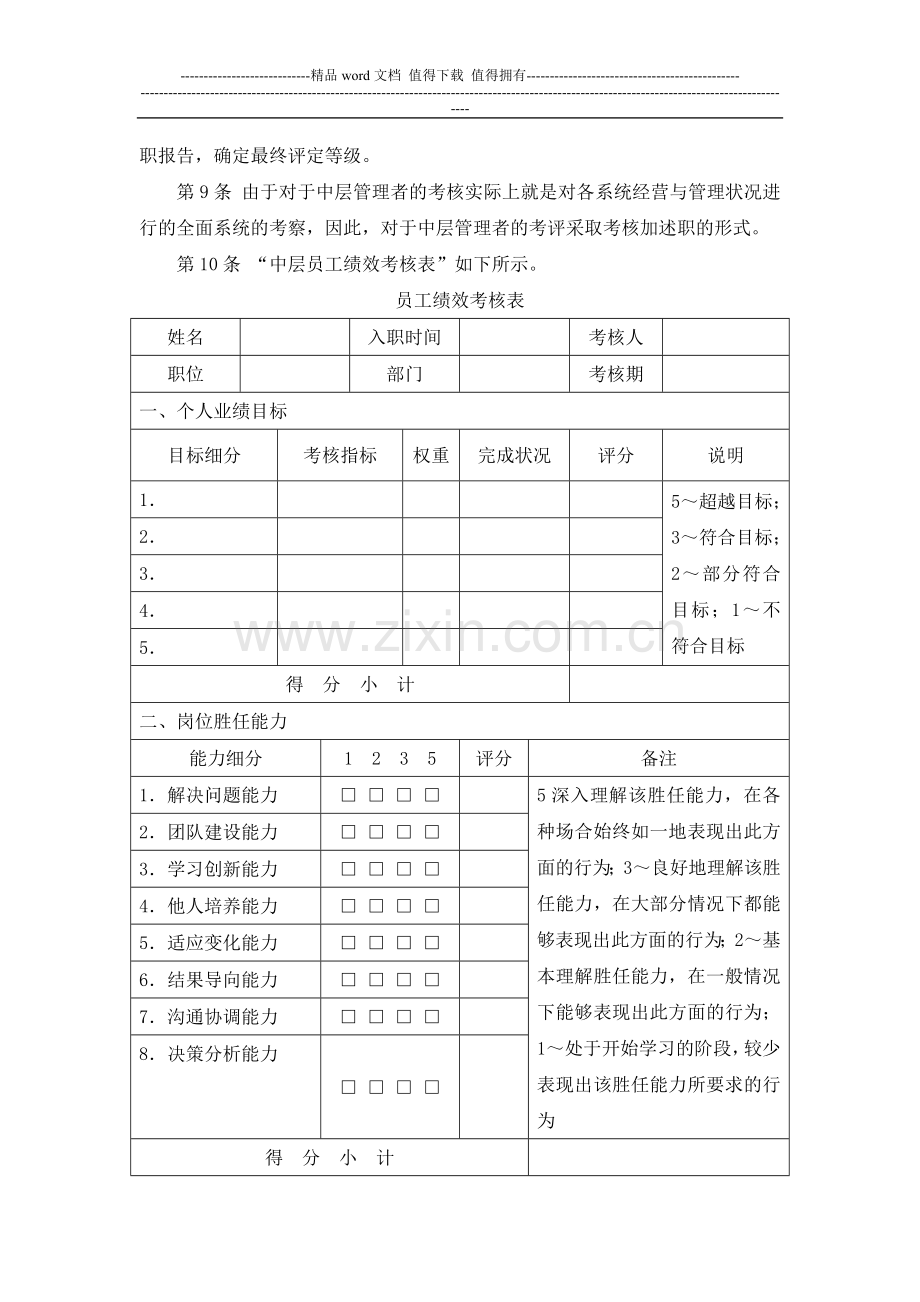 天鸿高岭矿业员工绩效考核实施细则..doc_第2页