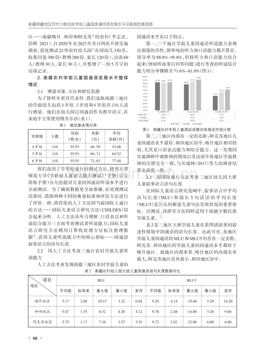 新疆南疆地区农村少数民族学前儿童国家通用语发展水平及影响因素调查.pdf_第2页