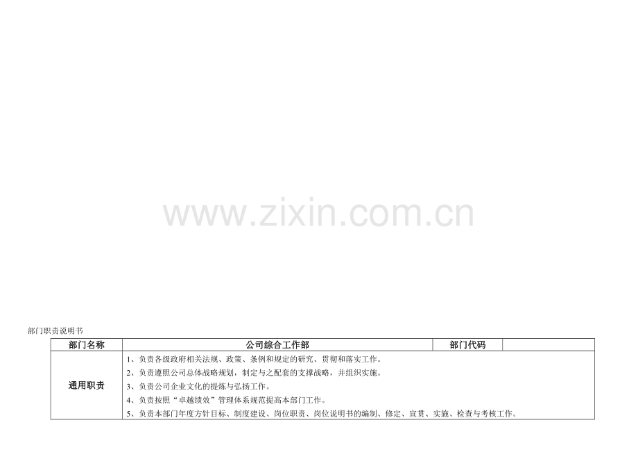 综合工作部-职责说明书修订稿.doc_第1页