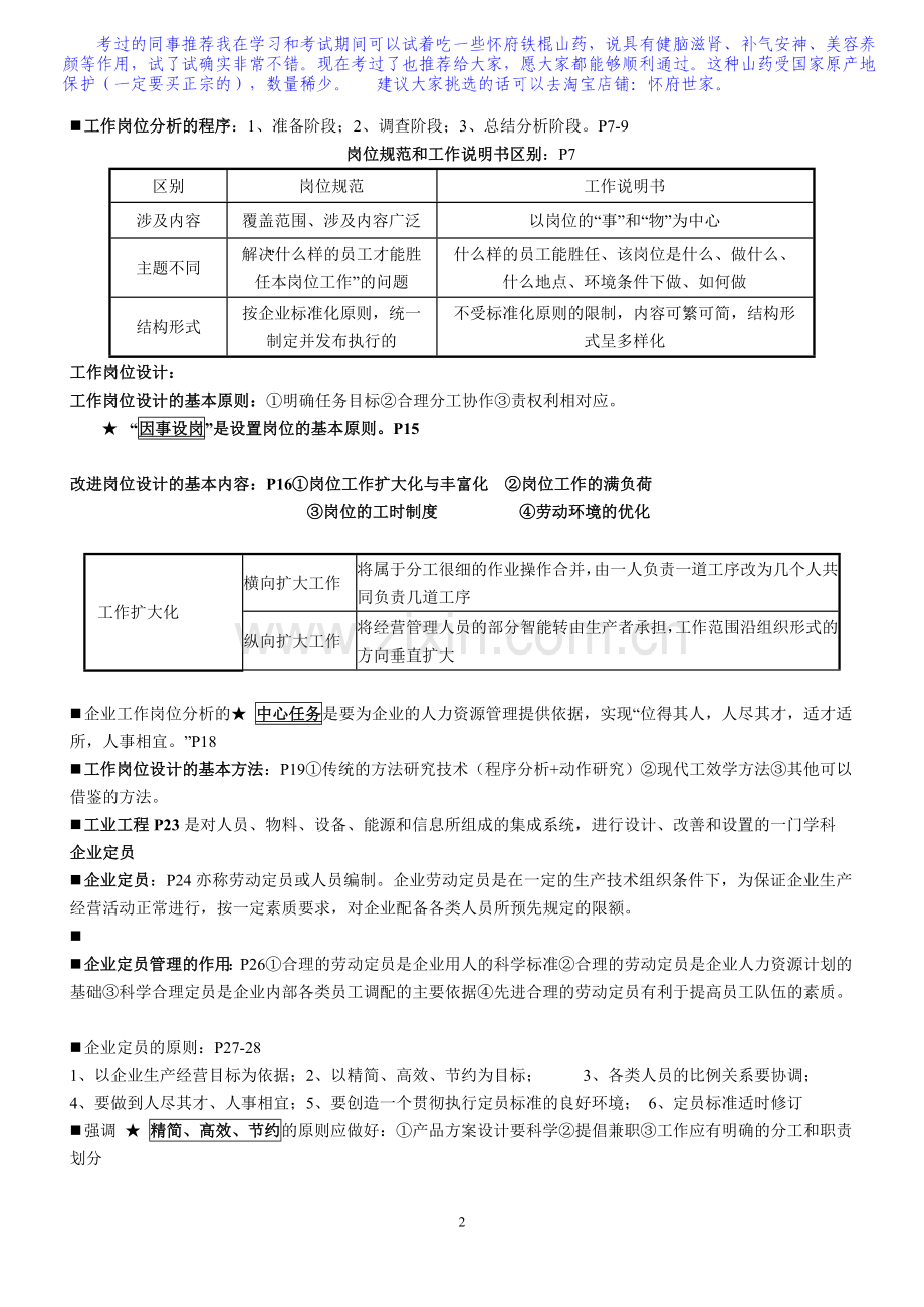 2012年11月助理人力资源管理师三级复习提纲(内部资料)-.doc_第2页