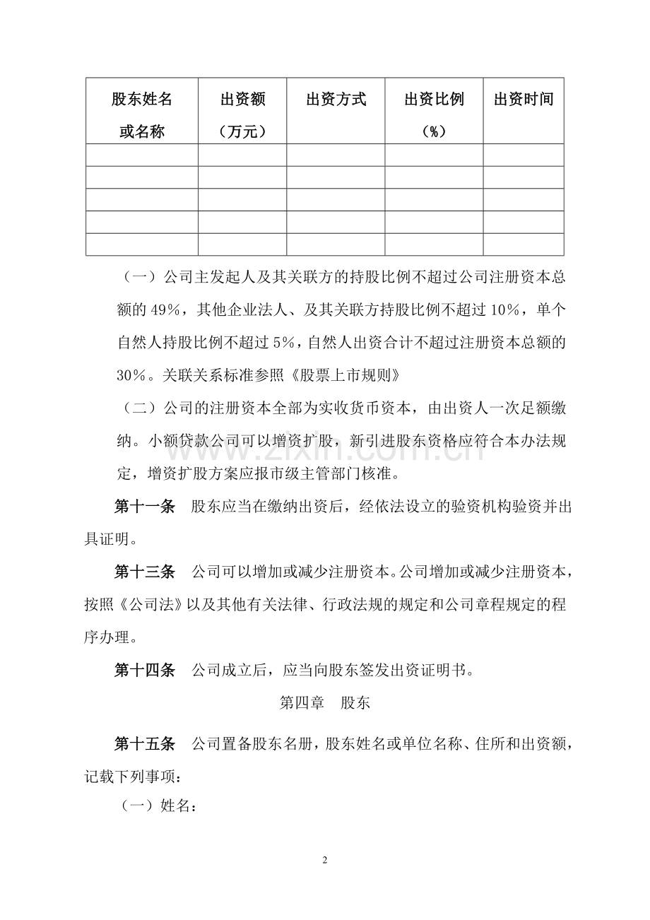 小额贷款公司章程(实用).doc_第2页