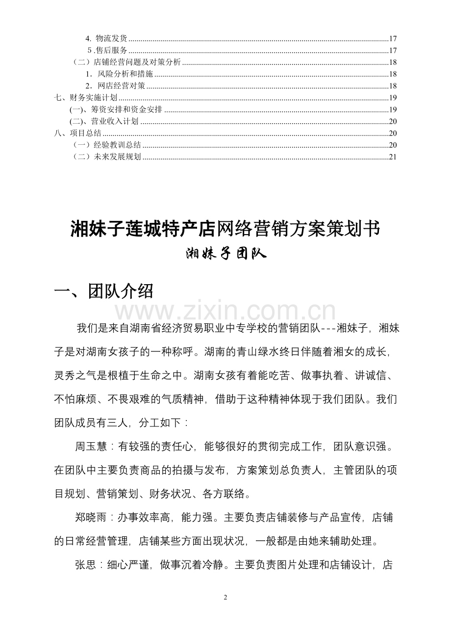 湘妹子莲城特产店网络营销方案策划书.doc_第2页