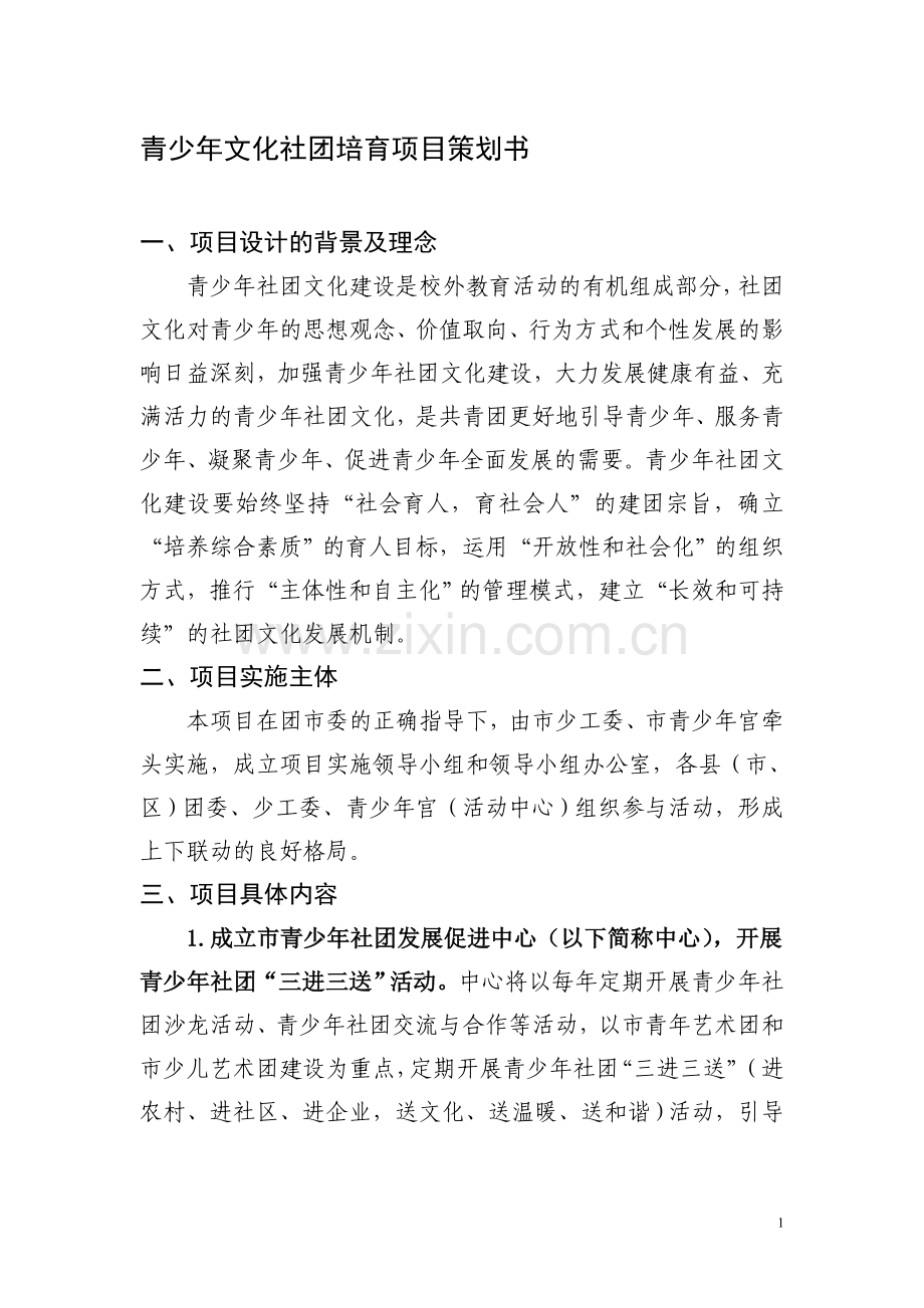 青少年文化社团建设项目策划书.doc_第1页