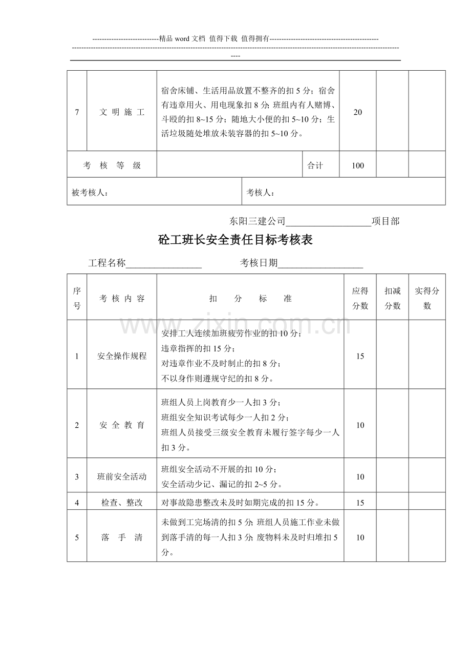 班长安全责任目标考核表..doc_第3页