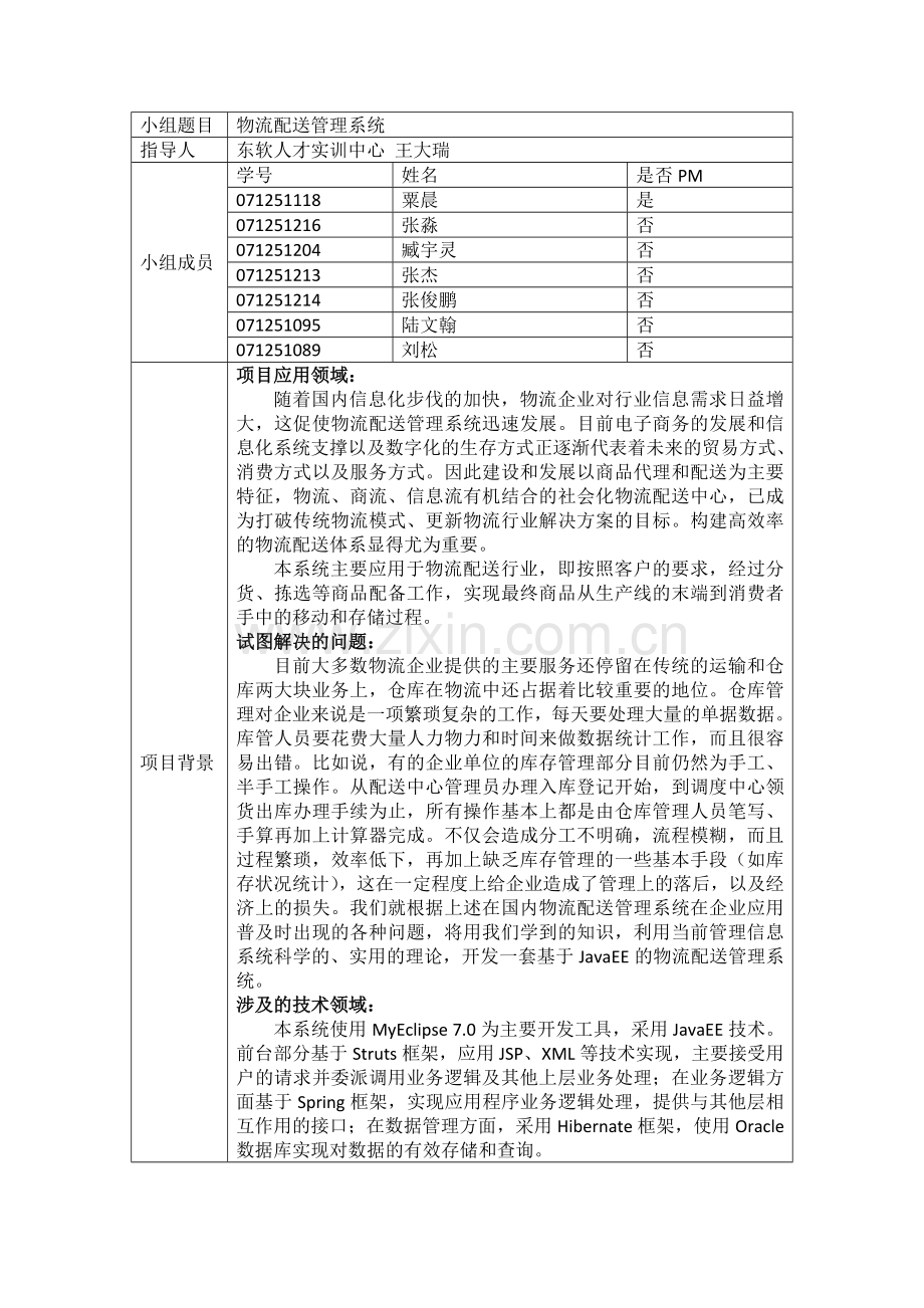 毕业实训开题报告-Java方向4组-物流配送管理系统.docx_第1页