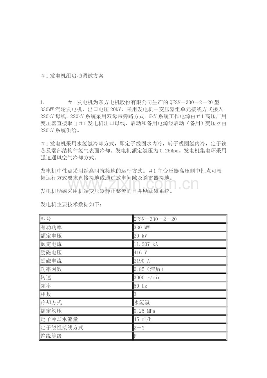 某电厂发电机调试方案.doc_第1页