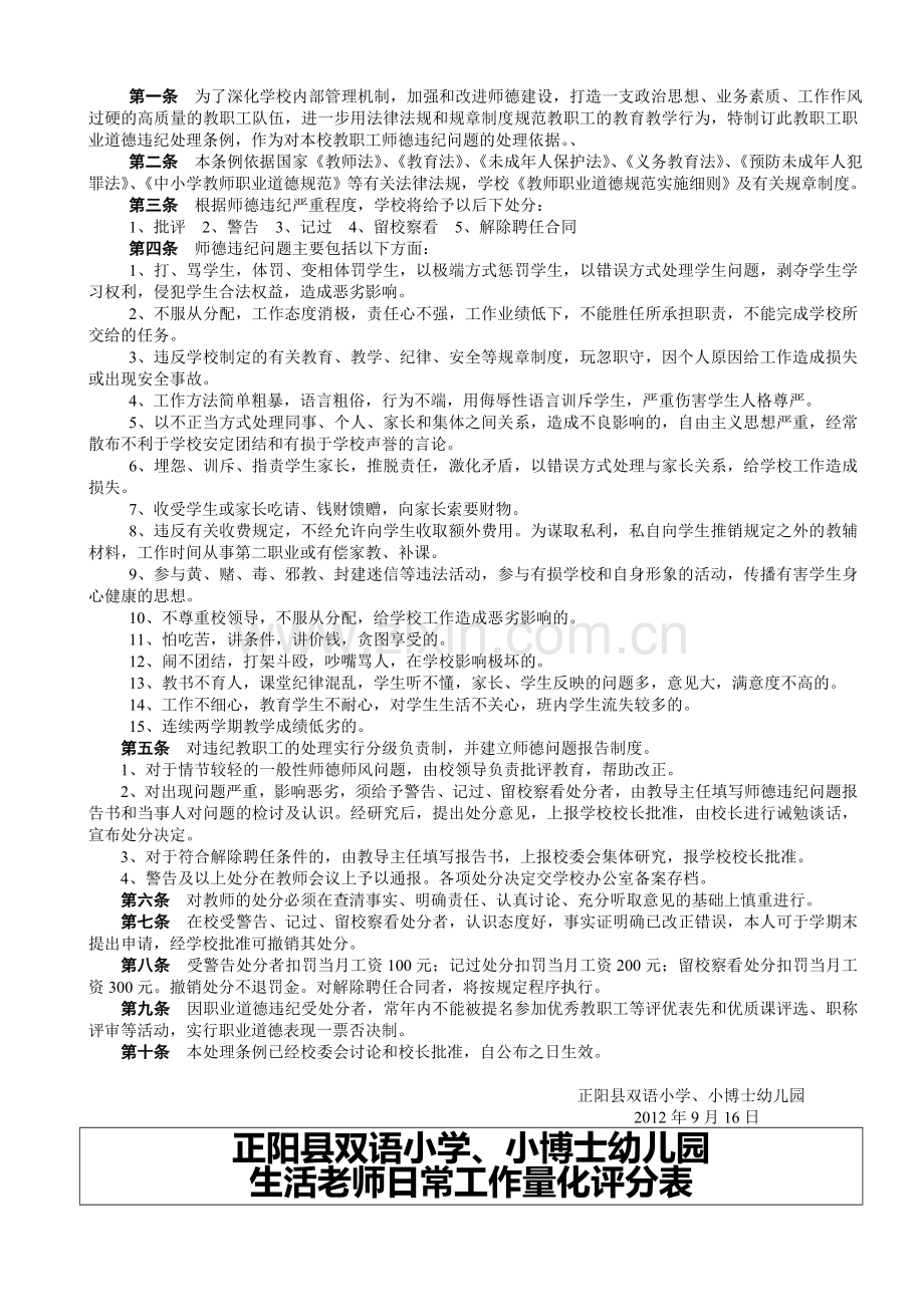 正阳县小博士幼儿园教师量化考核评分表..doc_第3页