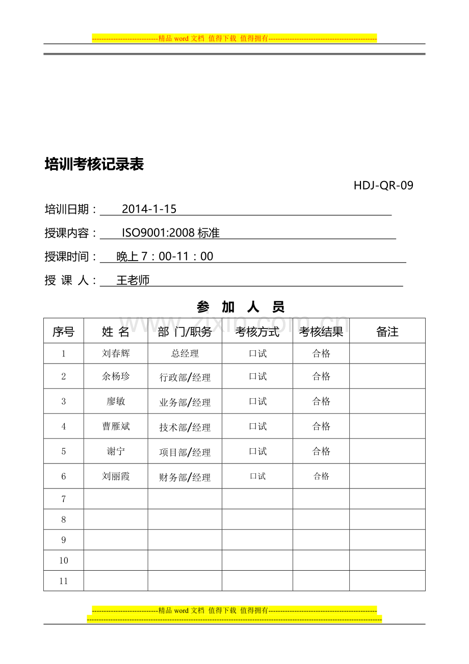 02-04培训考核记录表..doc_第1页