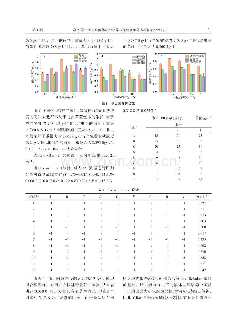 北虫草液体菌种培养基优化及胞外多糖抗氧化性初探.pdf_第3页