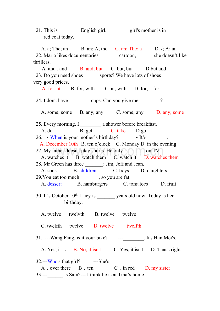 新目标英语七年级上学期期末试卷.doc_第3页