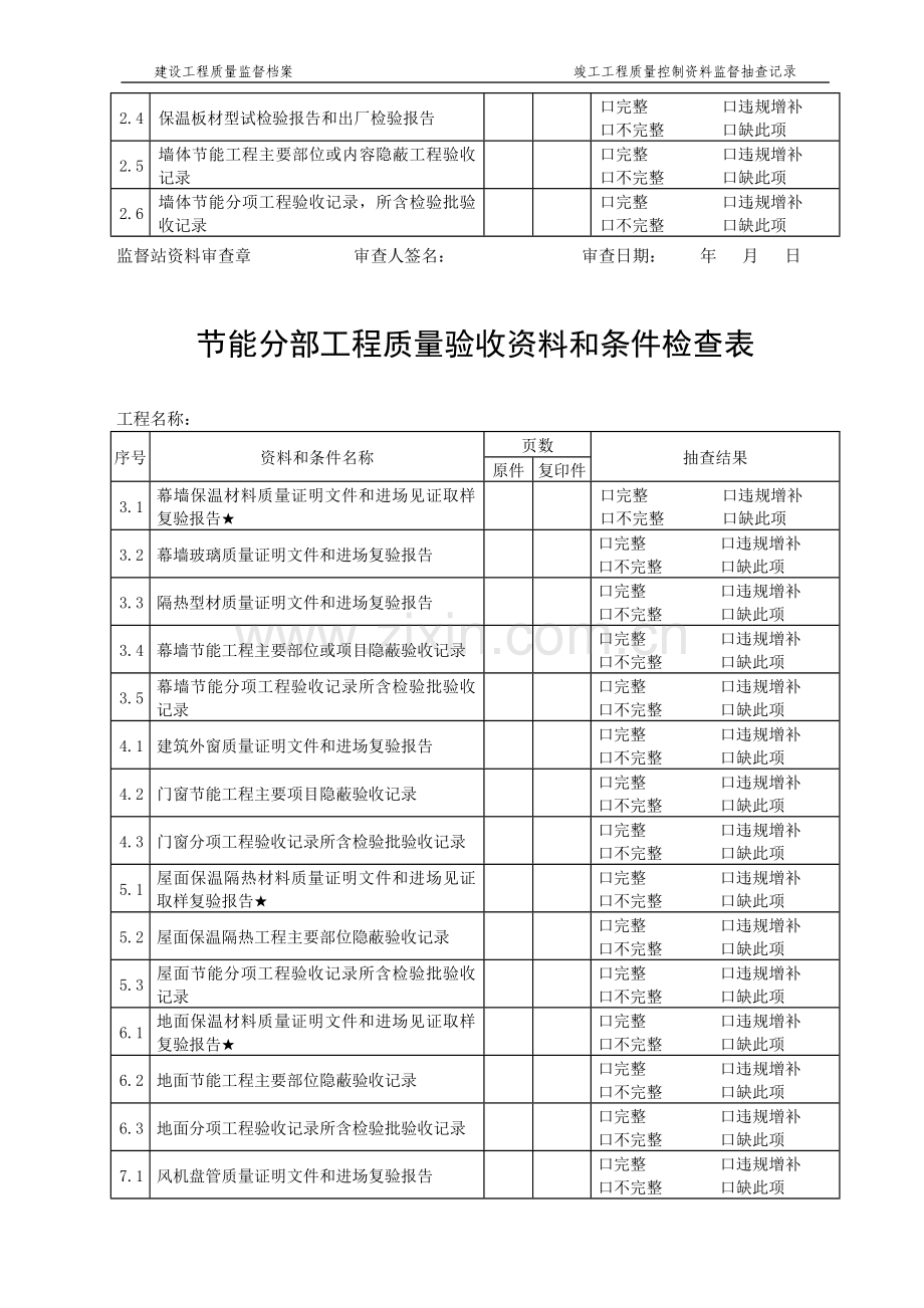 建筑节能分部工程质量验收资料和条件检查记录(共4页).doc_第3页