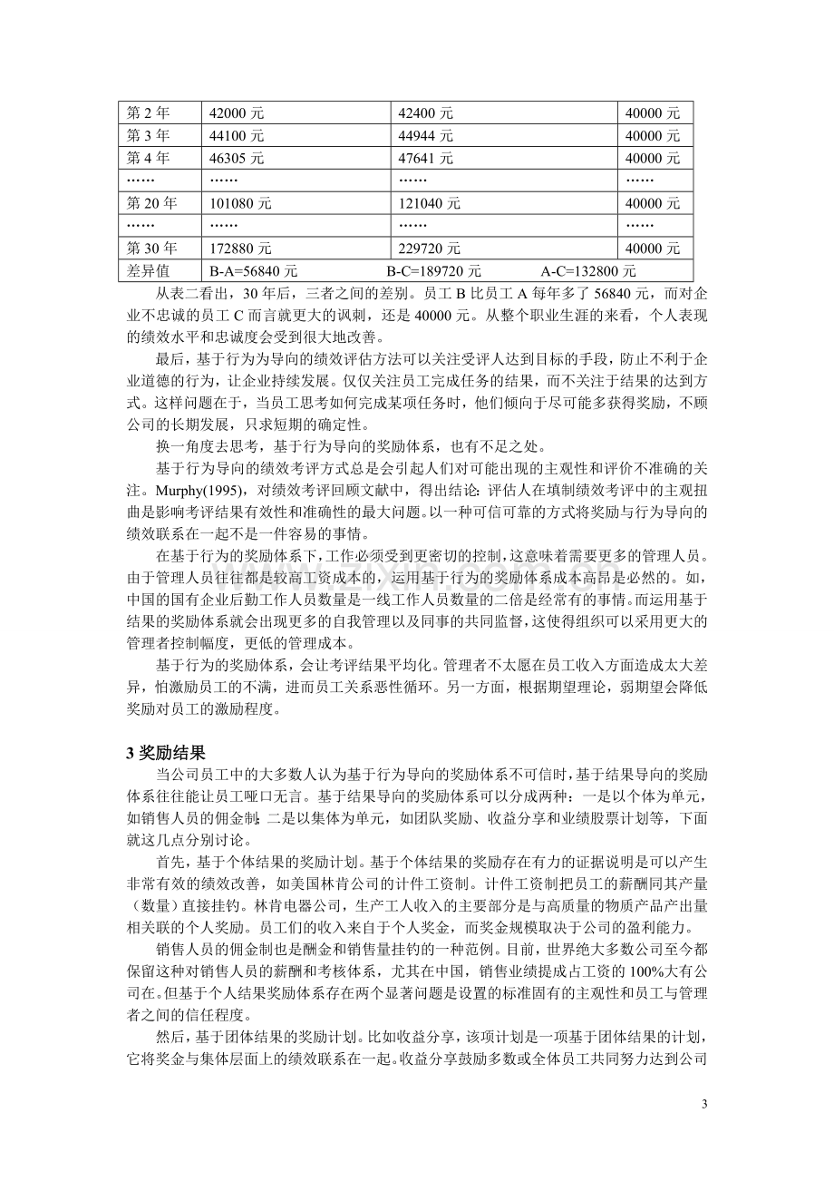 企业考核与薪酬政策导向：奖励行为过程还是业绩结果.doc_第3页