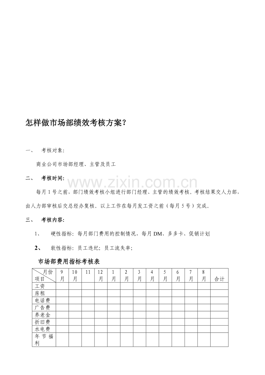 怎样做市场部绩效考核方案？..doc_第1页