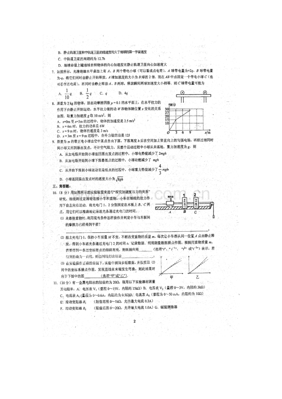 江苏省清江中学2016届高三物理下册周练试题1.doc_第2页