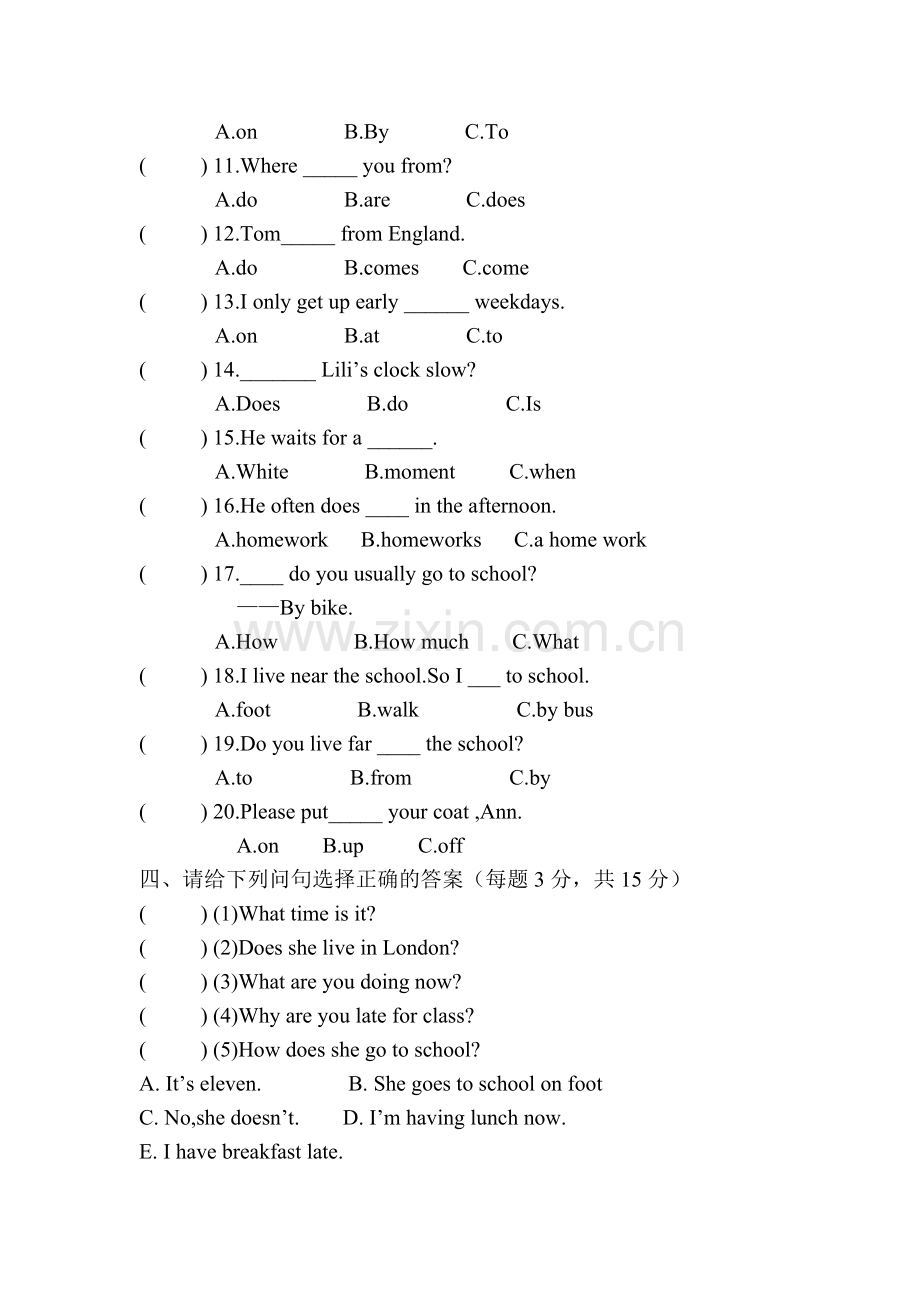 六年级英语上册期中测试卷5.doc_第2页