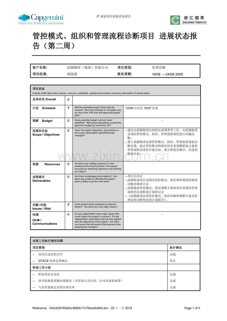 武烟集团管理诊断项目进展报告-050617.doc_第1页