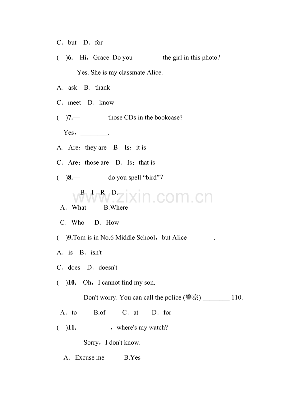 2017-2018学年七年级英语上册期中试题10.doc_第2页