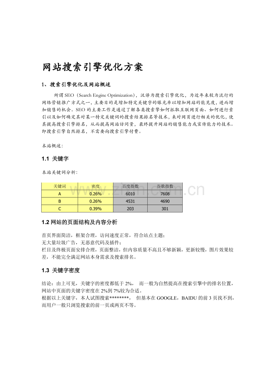 网站搜索引擎优化方案.doc_第1页