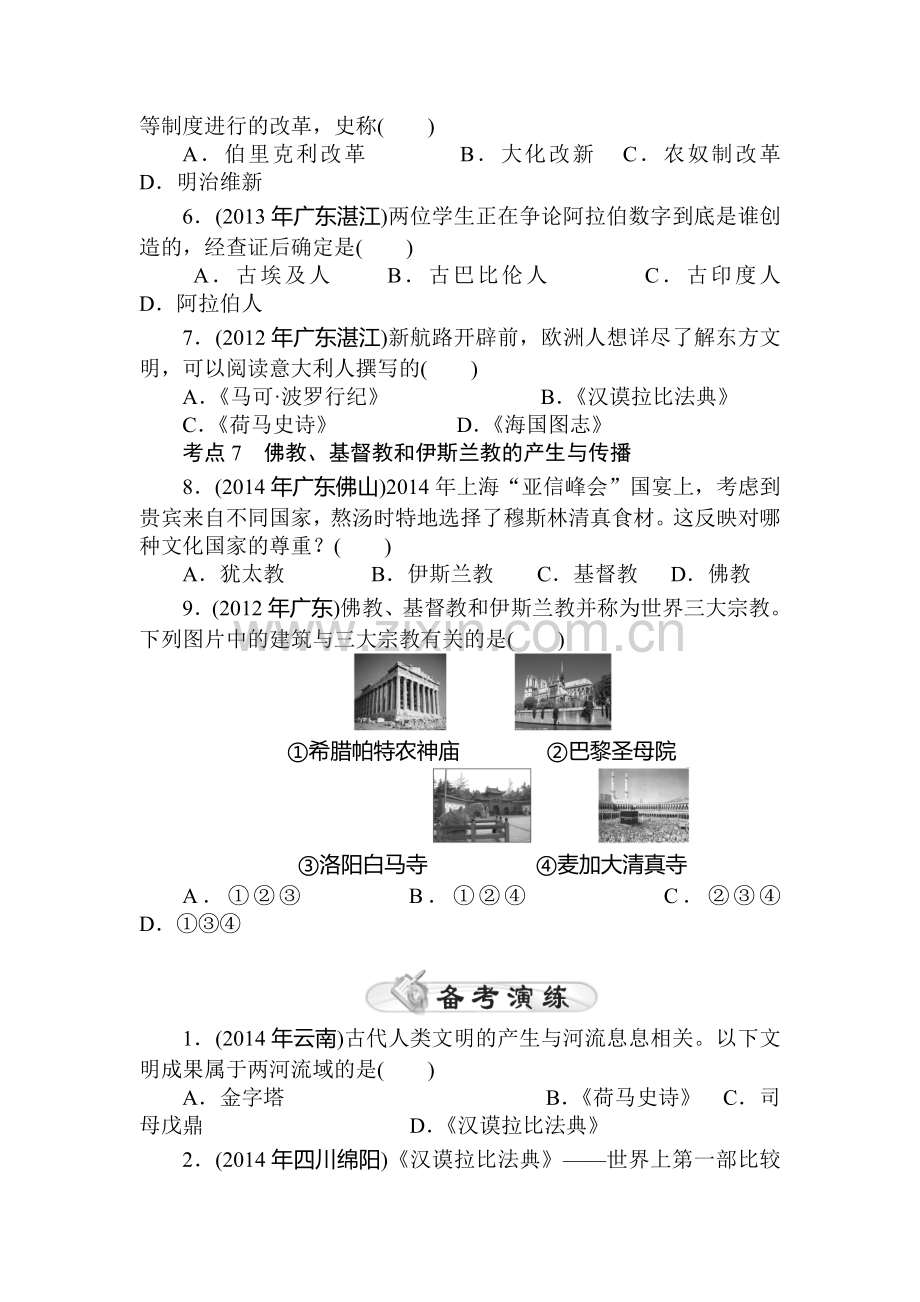 2015届中考历史第二轮精讲精练检测41.doc_第2页