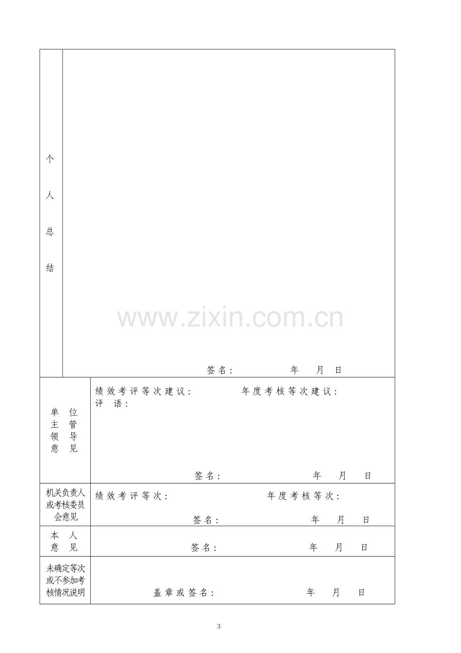 福建省机关工作人员年度考核(绩效考评)登记表.doc_第3页