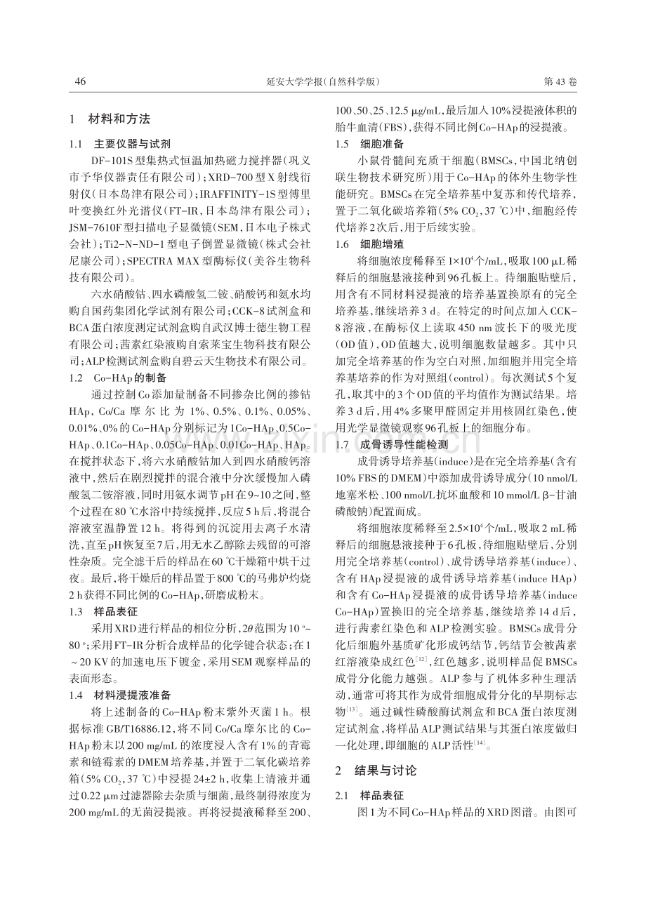 掺钴羟基磷灰石的制备及体外成骨诱导性能研究.pdf_第2页