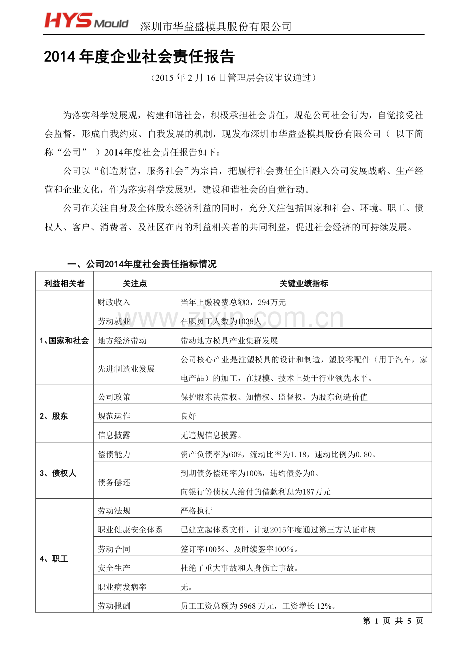 2014年度企业社会责任报告.doc_第1页