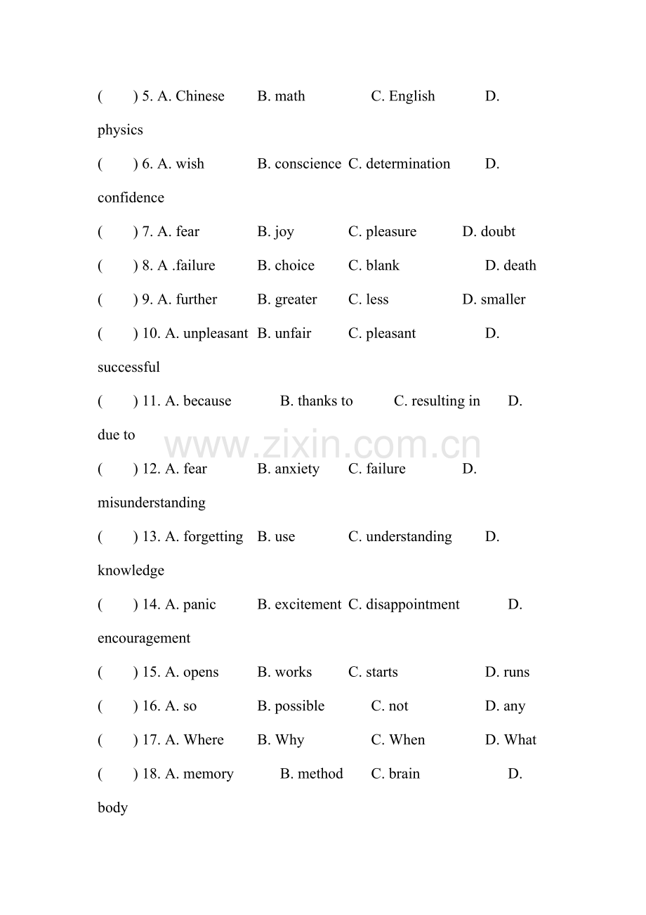 高二英语完形填空复习专项训练19.doc_第3页