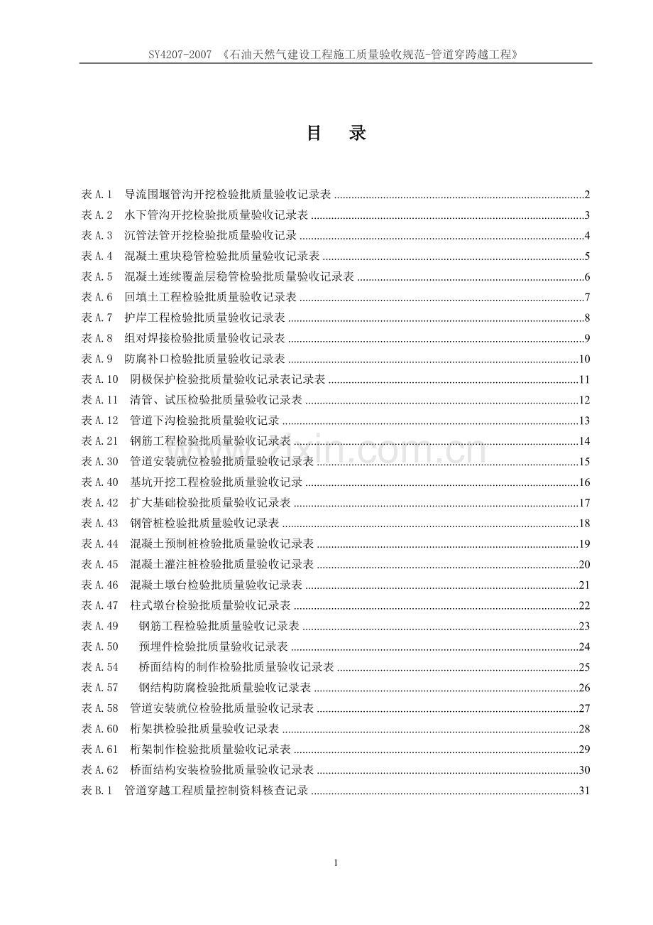 SY4207-2007-《石油天然气建设工程施工质量验收规范-管道穿跨越工程》.doc_第1页