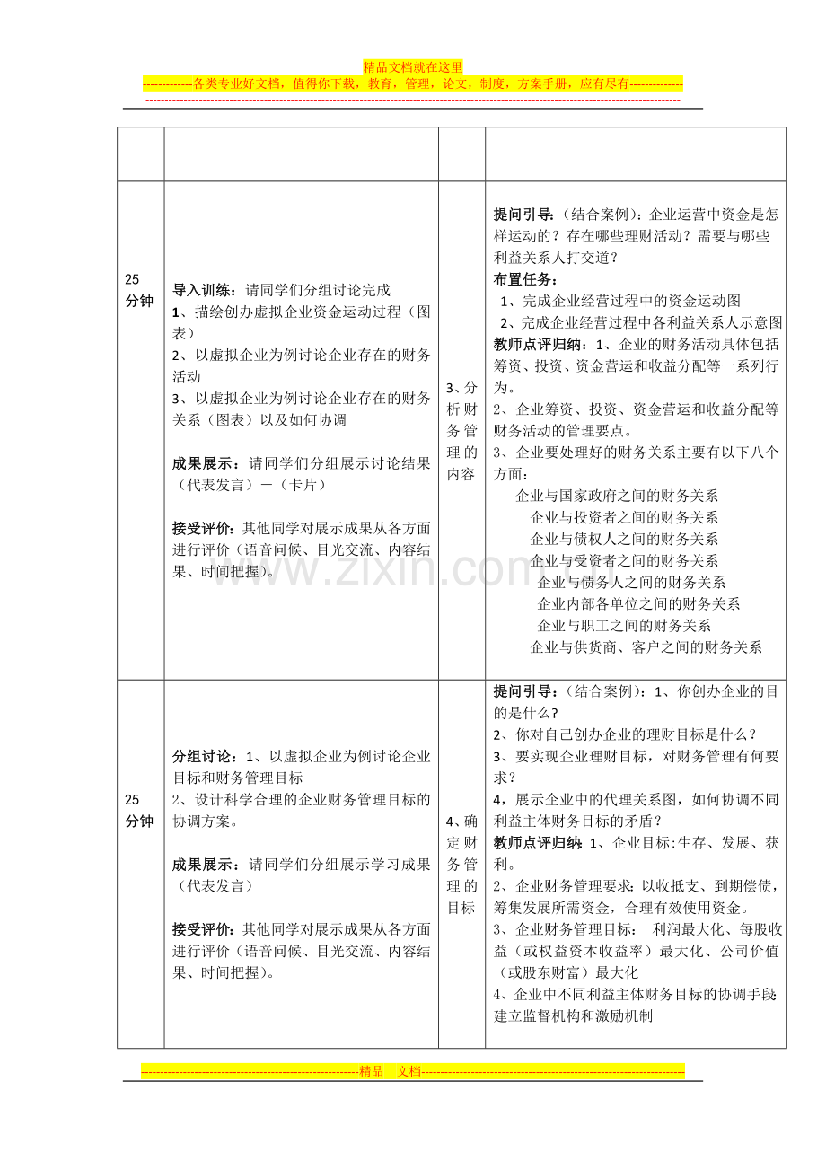 财务管理概述教学设计.doc_第2页