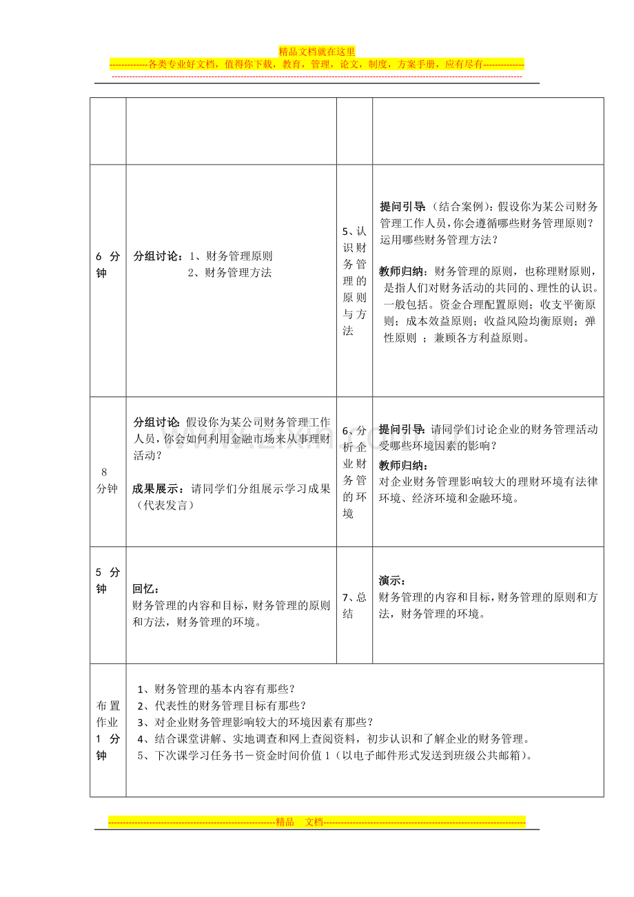 财务管理概述教学设计.doc_第3页