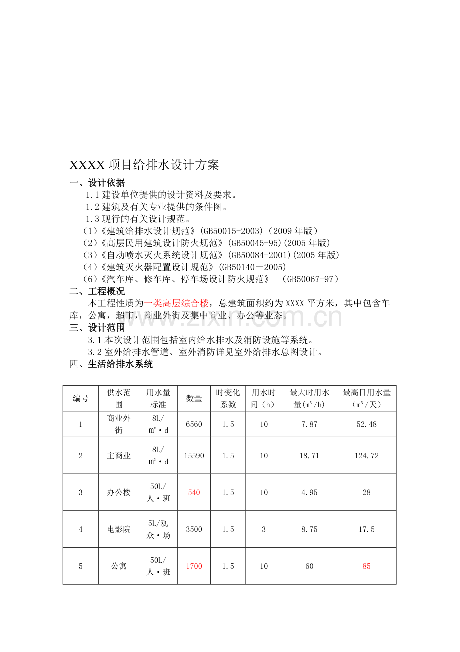 商业综合体项目给排水设计方案.doc_第1页