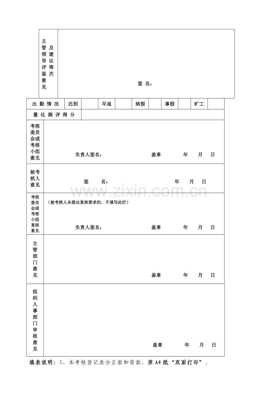 贵州省机关事业单位工作人员年度考核登记表样表..doc_第2页