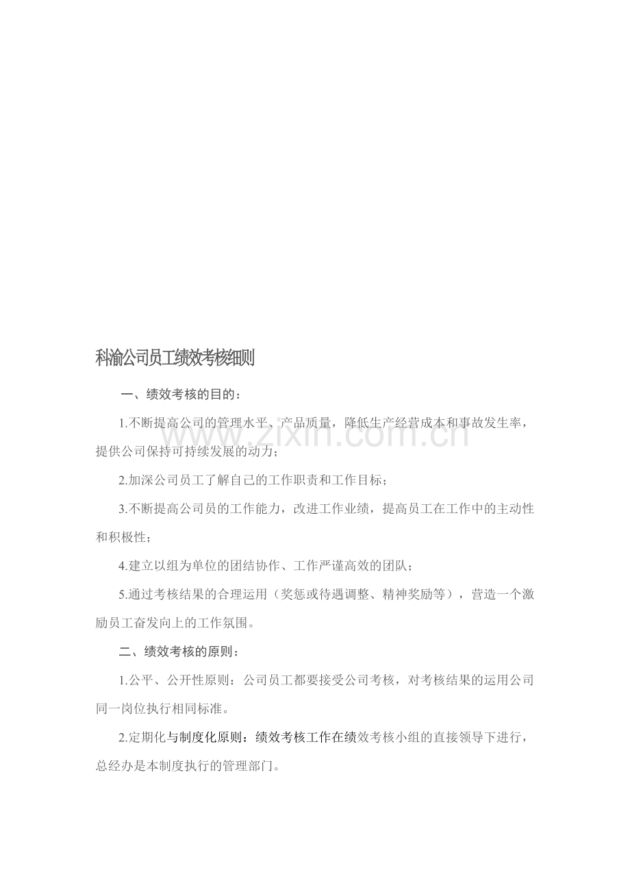 XX公司员工绩效考核细则..doc_第1页