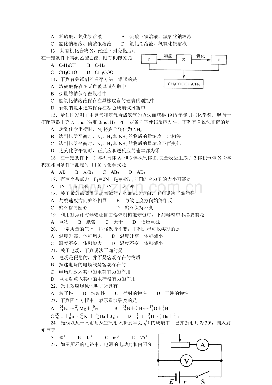 江苏省高考综合考试理科综合试卷.doc_第2页