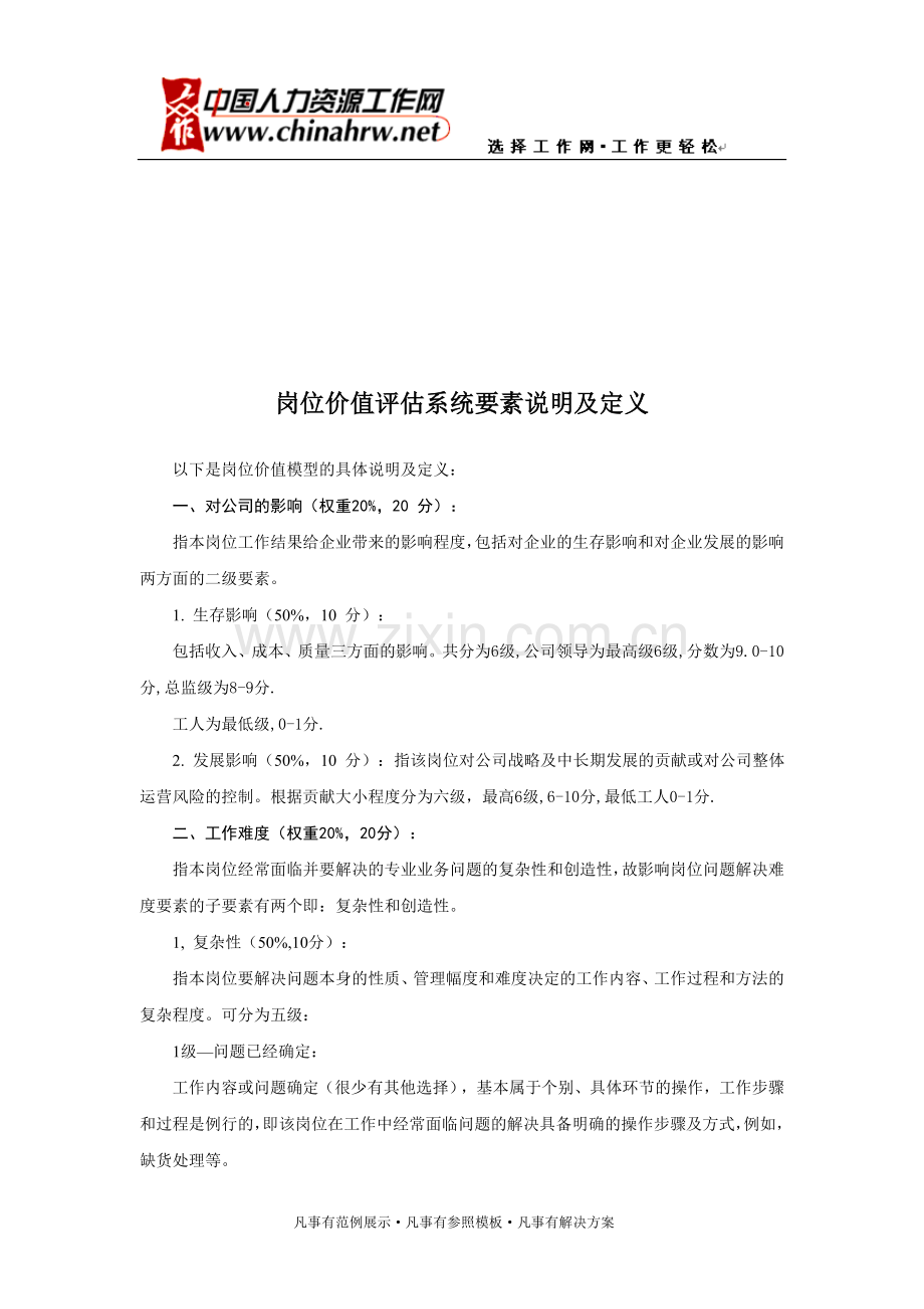 岗位价值评估系统要素说明及定义.doc_第1页