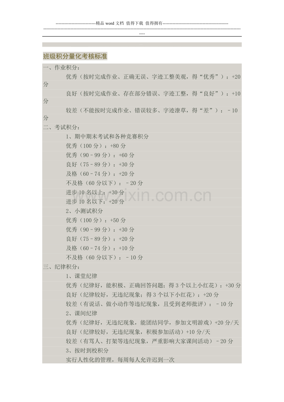 班级积分量化考核标准..doc_第1页