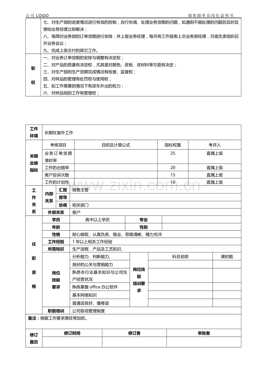 销售跟单员岗位说明书.doc_第2页