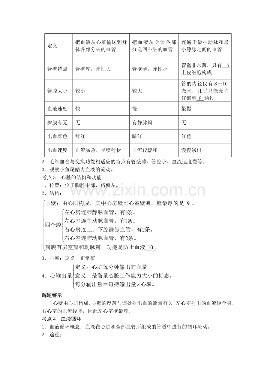 八年级生物人体内物质的运输复习题.doc_第2页