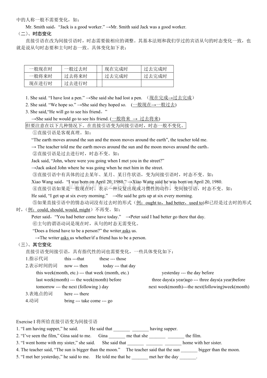 初高中衔接英语教材---直接引语和间接引语.doc_第2页