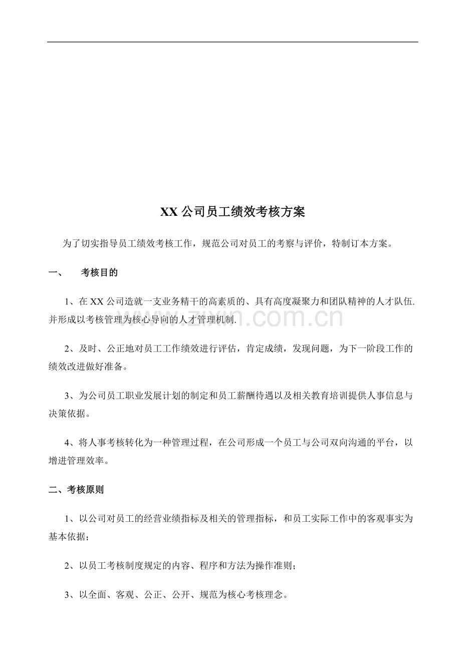 XX公司员工绩效考核方案(拟订)1.doc_第1页