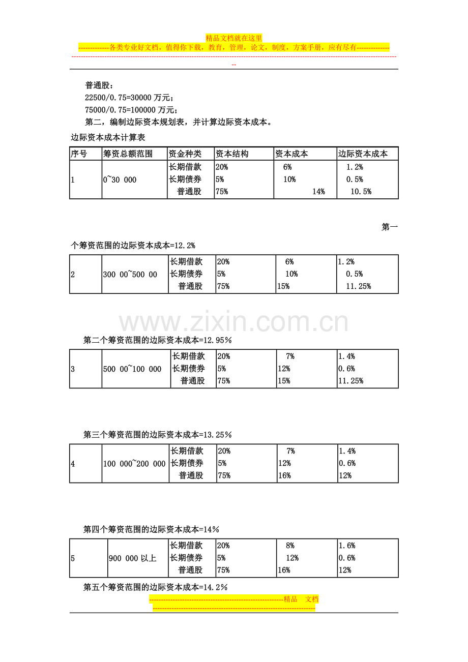 财务管理学项目实训二(筹资管理)答案.doc_第3页