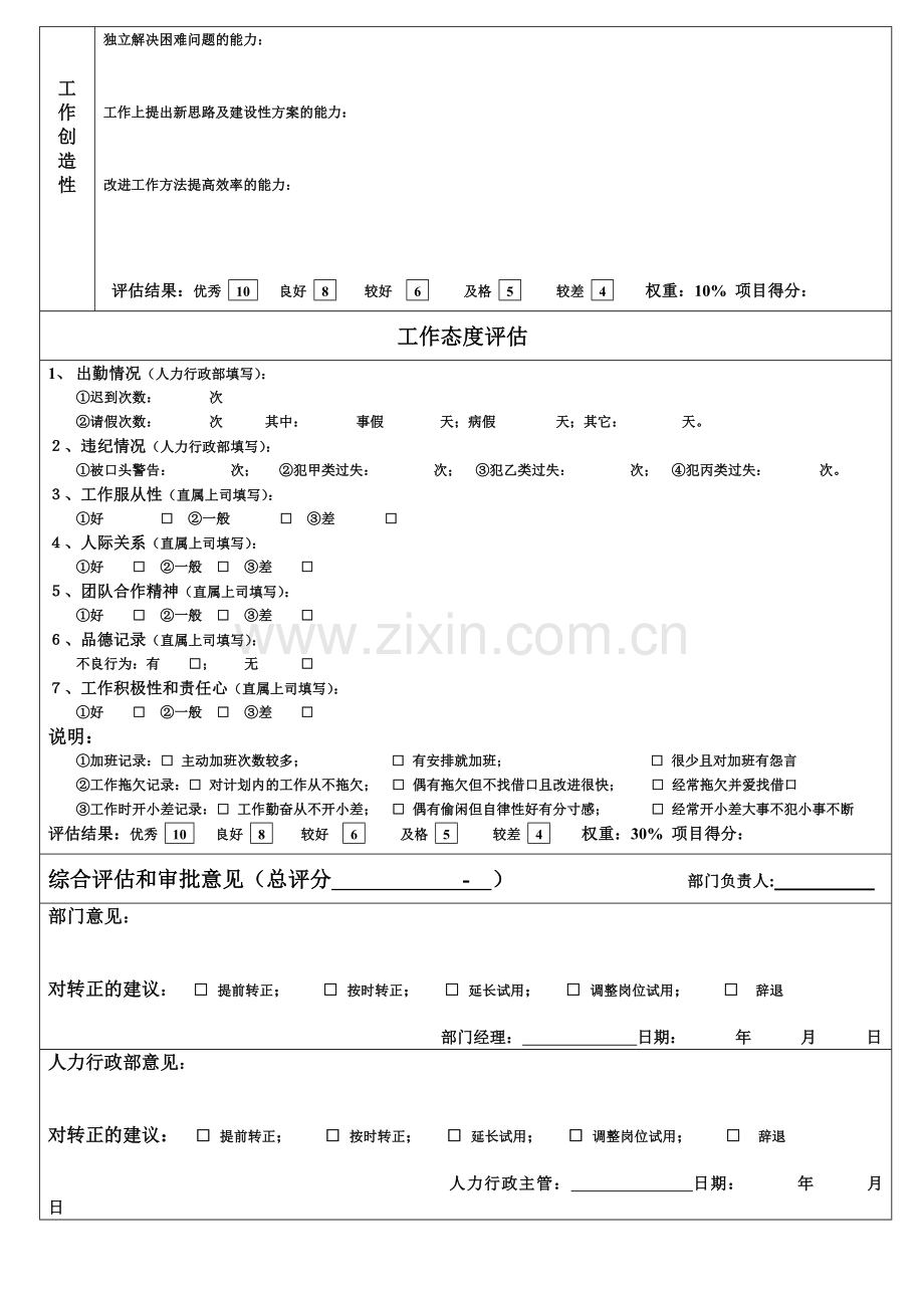 试用期员工评估报告表.doc_第2页