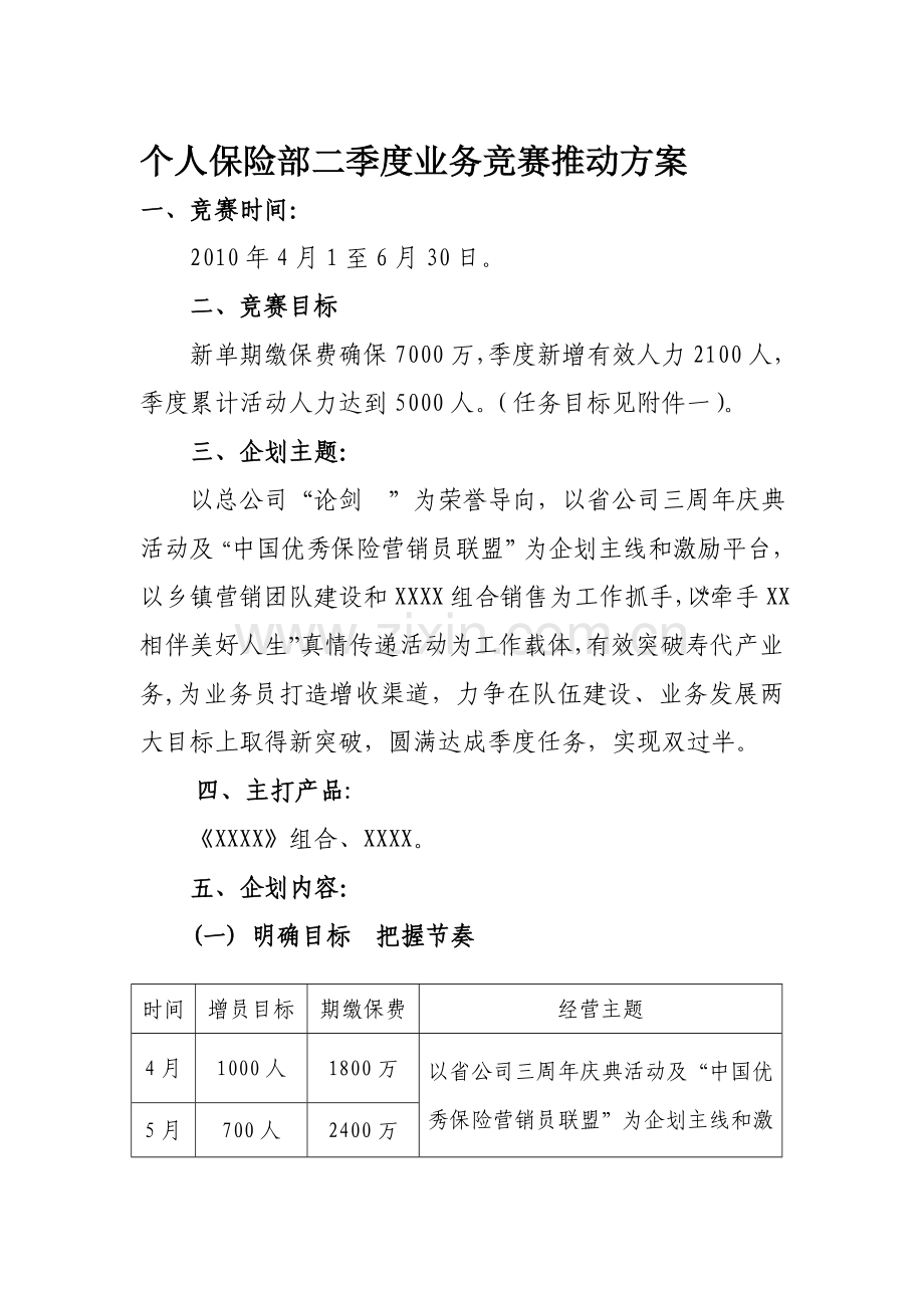 保险业务竞赛推动方案.doc_第1页