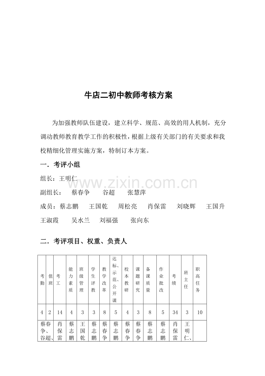 牛店二初中教师考核方案..doc_第1页