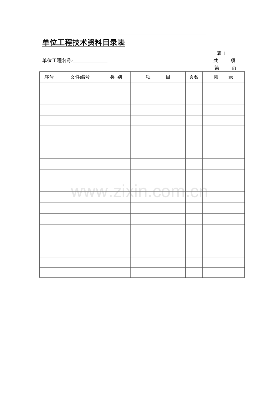 市政工程施工技术资料项目主要统一规定表格表式.doc_第1页