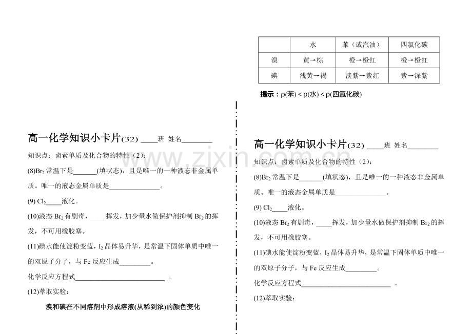 高一化学知识小卡片·卤素单质及化合物的特性(2).doc_第1页